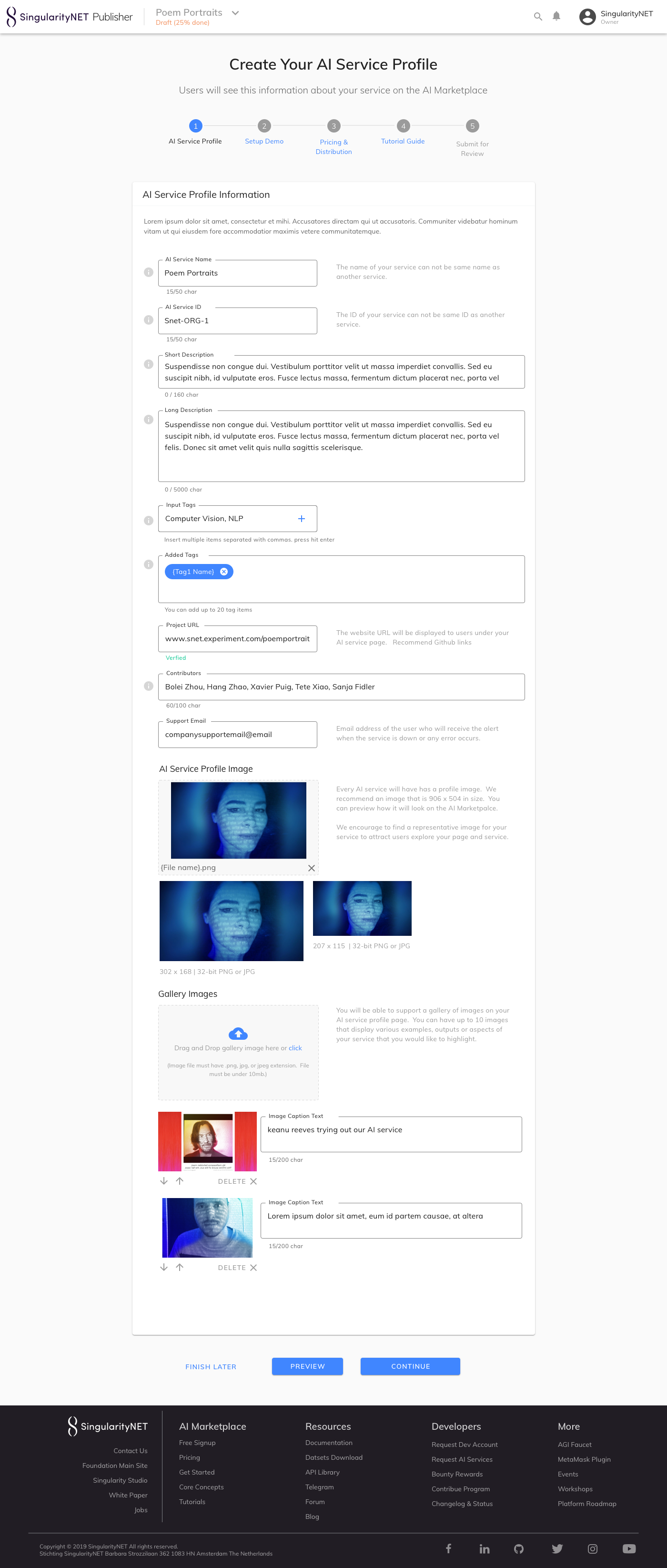 Service metadata details